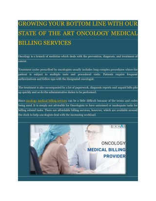 STATE OF THE ART FOR ONCOLOGY MEDICAL BILLING SERVICES