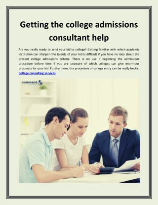 Getting the college admissions consultant help