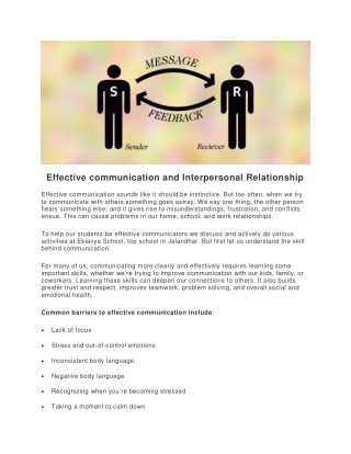 Effective communication and Interpersonal Relationship