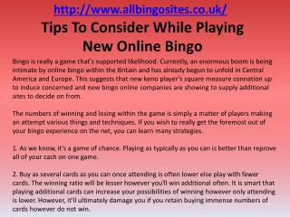 Tips To Consider While Playing New Online Bingo