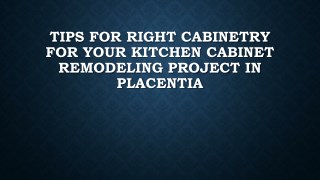 Tips For Right Cabinetry For Your Kitchen Cabinet Remodeling Project In Placentia