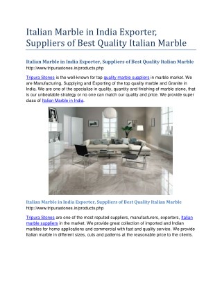 Italian Marble in India Exporter, Suppliers of Best Quality Italian Marble