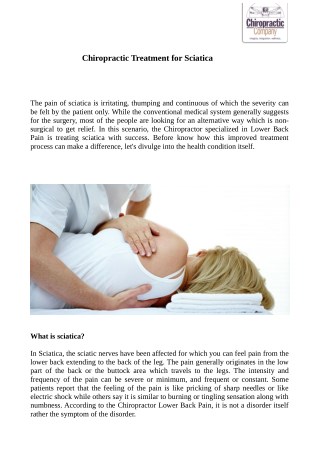 Chiropractic Treatment for Sciatica