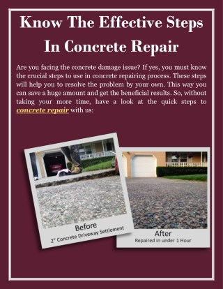 Know The Effective Steps In Concrete Repair