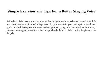 Simple Exercises and Tips For a Better Singing Voice