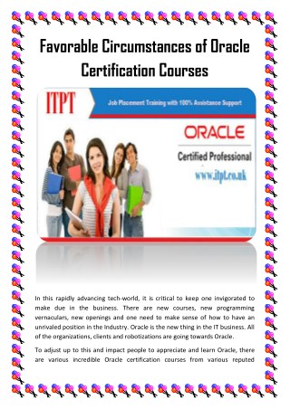 Favorable Circumstances of Oracle Certification Courses