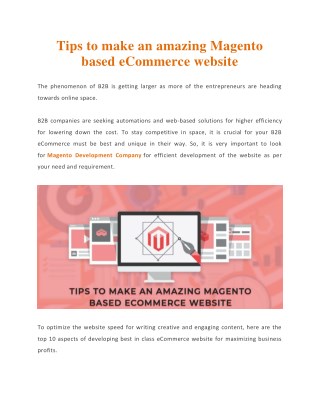 Tips to make an amazing Magento based eCommerce website