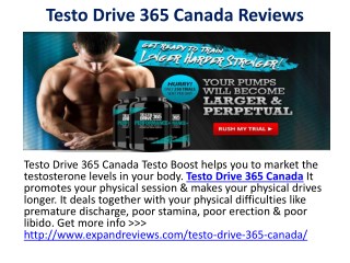 Testo Drive 365 Canada Reviews New Advanced Testosterone Boost Support?