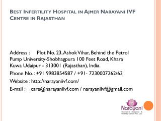 Best Infertility Hospital in Ajmer Narayani IVF Centre in Rajasthan