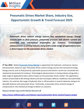 Pneumatic Drives Market Share, Industry Size, Opportunistic Growth & Trend Forecast 2025