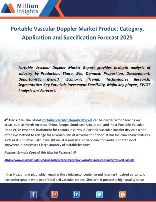 Portable Vascular Doppler Market Product Category, Application and Specification Forecast 2025