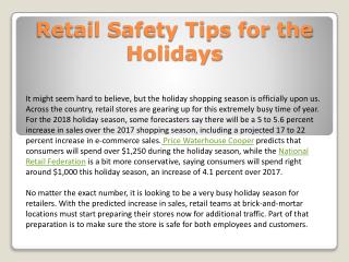 Retail safety tips for the holidays