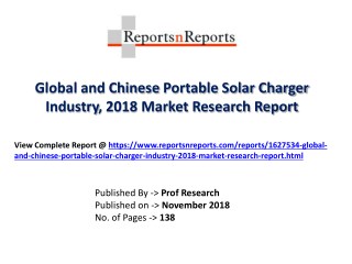 Global Portable Solar Charger industry Top Players Market Share Analysis 2018