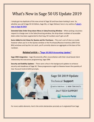 1-800-796-0471 What’s New in Sage 50 US Update 2019