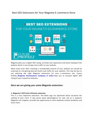 Best SEO Extensions for Your Magneto E-commerce Store