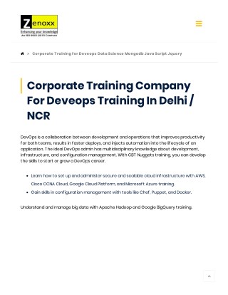 Corporate Training Company for Deveops Training in Delhi / NCR