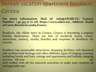 Rentals vacation apartment Bonifacio Corsica