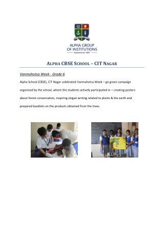 Vanmahotsa Week - Grade 6 | Alpha Arts and Science College