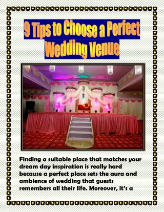 9 Tips to Choose a Perfect Wedding Venue