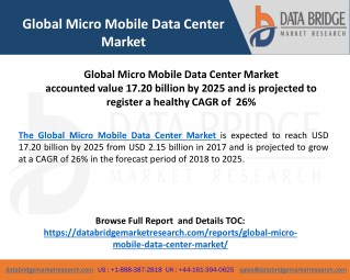 Global Micro Mobile Data Center Market– Industry Trends and Forecast to 2025