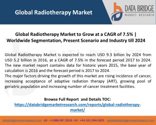 Global Radiotherapy Market to Grow at a CAGR of 7.5% | Worldwide Segmentation, Present Scenario and Industry till 2024