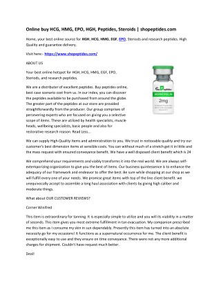 Online buy HCG, HMG, EPO, HGH, Peptides, Steroids | shopeptides.com