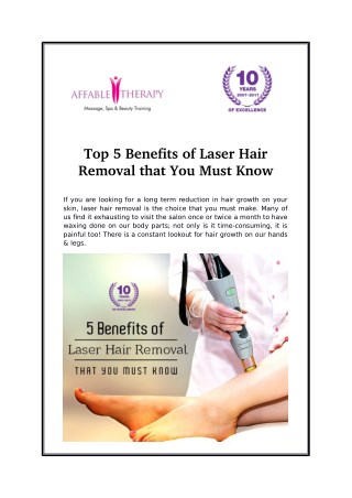 Top 5 Benefits of Laser Hair Removal that You Must Know
