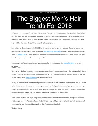 The Biggest Men’s Hair Trends For 2018