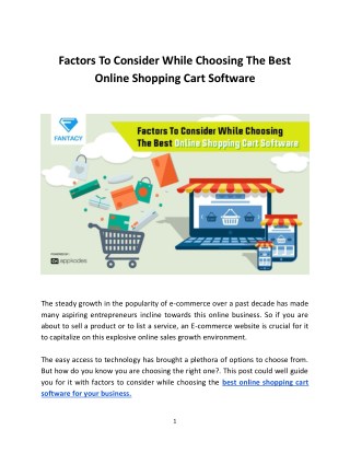 Factors To Consider While Choosing The Best Online Shopping Cart Software