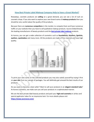 Best Private Label Cosmetics Manufacturers- Aurora Cosmetics