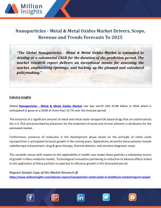 Nanoparticles - Metal and Metal Oxides Market Drivers, Scope, Revenue and Trends Forecasts To 2025