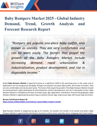 Baby Rompers Market 2025 - Global Market Growth, Trends, Share and Demands Research Report