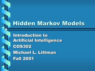 Hidden Markov Models