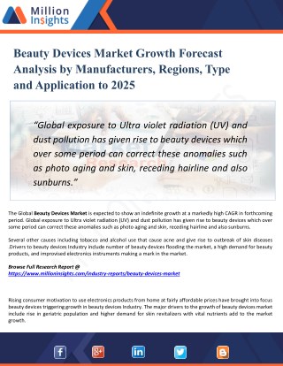 Beauty Devices Market Growth Rate, Key players, Region, Suppliers, Types & Applications to 2025