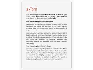 Food Processing Ingredients Market Trends, Size, Share, Growth and Forecast 2024