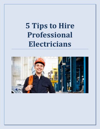 5 Tips to Hire Professional Electricians