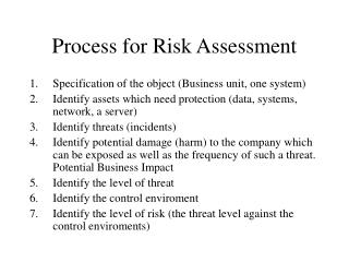 Process for Risk Assessment