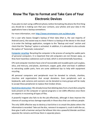 Know The Tips to Format and Take Care of Your Electronic Devices