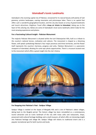 Islamabad’s Iconic Landmarks
