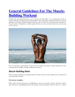 General Guidelines For The Muscle-Building Workout