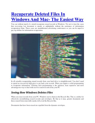 Recuperate Deleted Files In Windows And Mac- The Easiest Way