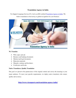 Translation Agency in India