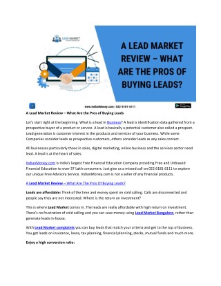 A Lead Market Review – What Are the Pros of Buying Leads