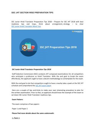 SSC Junior Hindi Translator Selection Process