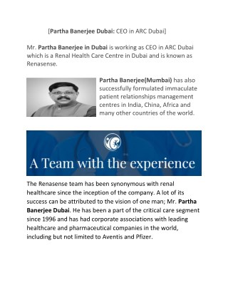 [Partha Banerjee Dubai : CEO in ARC Dubai]