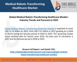 Global Medical Robots Transforming Healthcare Market– Industry Trends and Forecast to 2025