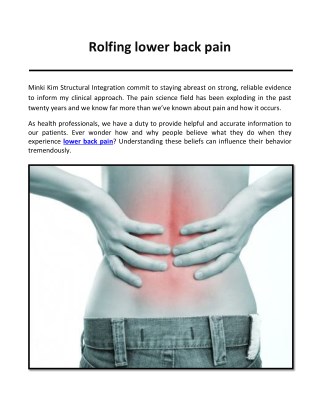 Rolfing lower back pain