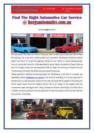 Find The Right Automotive Car Service