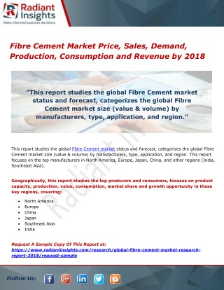 Fibre Cement Market Price, Sales, Demand, Production, Consumption and Revenue by 2018