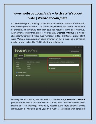 www.webroot.com/safe – Activate Webroot Safe | Webroot.com/Safe